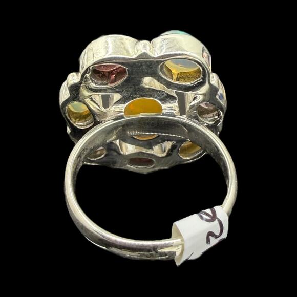 Natural Garnet Tourmaline Ethiopian Opal Cluster Ring 925 Sterling Silver Size 5 - Picture 5 of 5